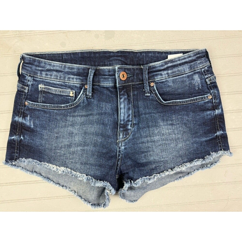 & Denim By H&M Size 6 Women Shorts Jean Denim Low Rise Stretch Cut Off Dark Wash